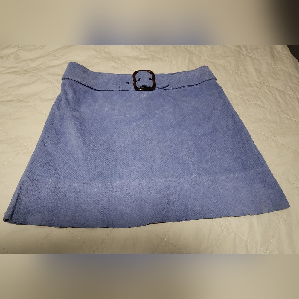 By Anthropologie Periwinkle Leather Skirt